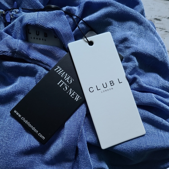 NWT GORGEOUS Blue RUCHED Twist Front Mini Dress - Picture 11 of 14